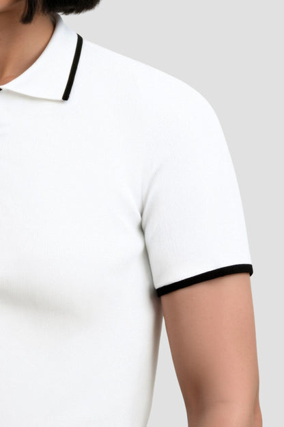 Contrast Elegant Trim Button Up Polo